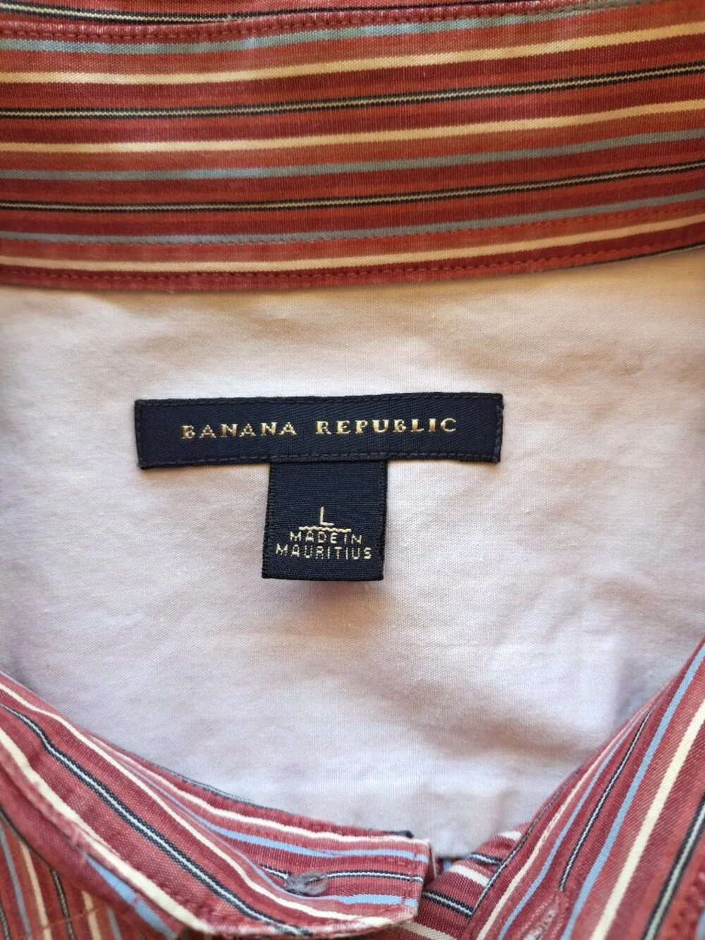 Banana Republic Mens Pink Stripe Button Front Dress Shirt Long Sleeve Cotton XL
